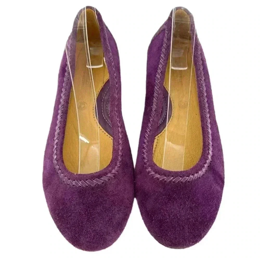 Bussola womens Inca flats size 37 purple suede ballet